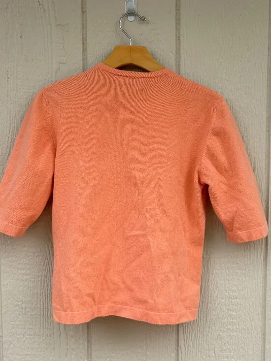 Vintage Lilly Pulitzer Cardigan Womens Medium Peach Pointelle Cottage Preppy Y2K - Picture 6 of 8